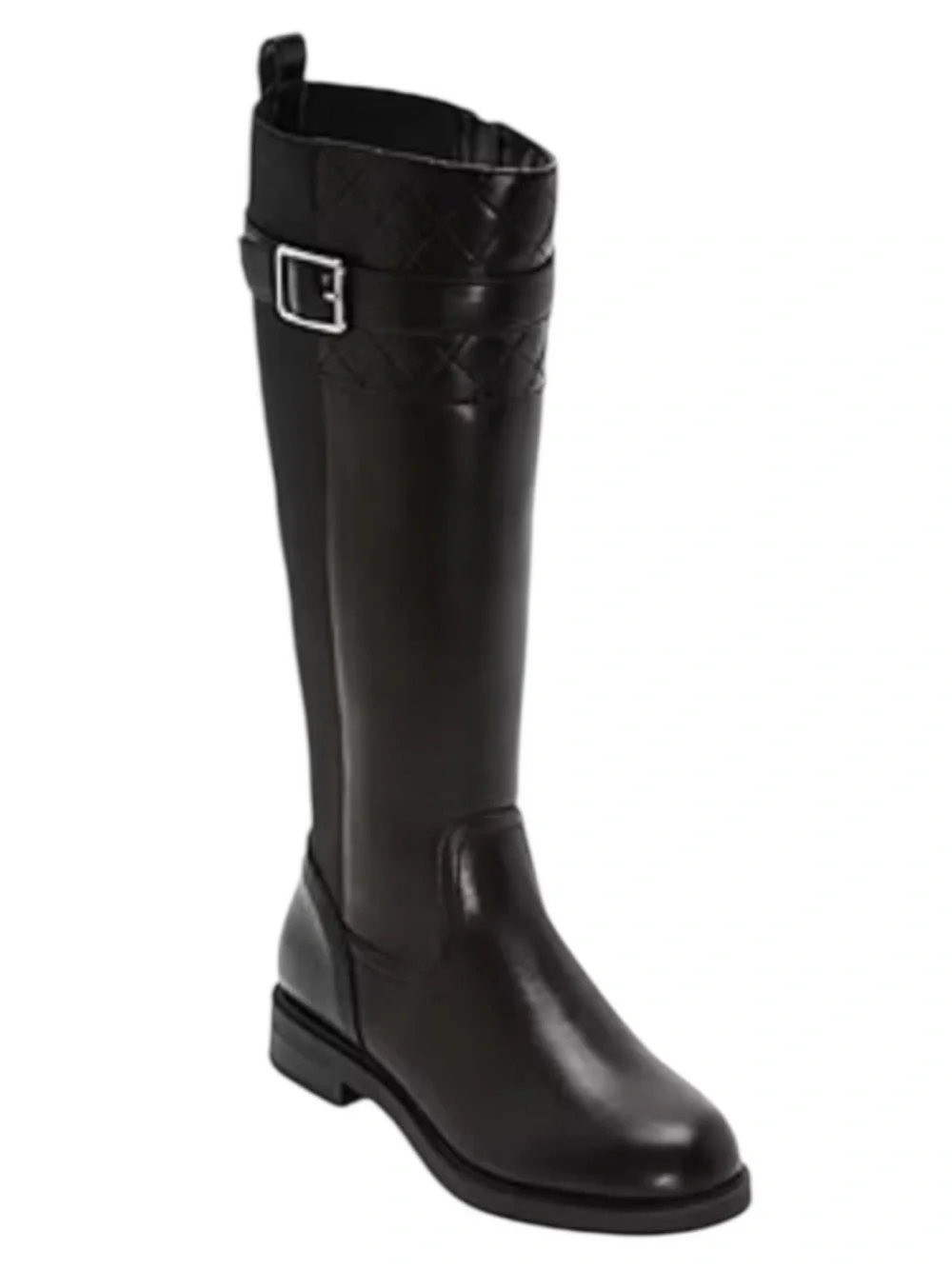 St. John's Bay Black Quilted-Cuff Knee Riding Boot with Buckle